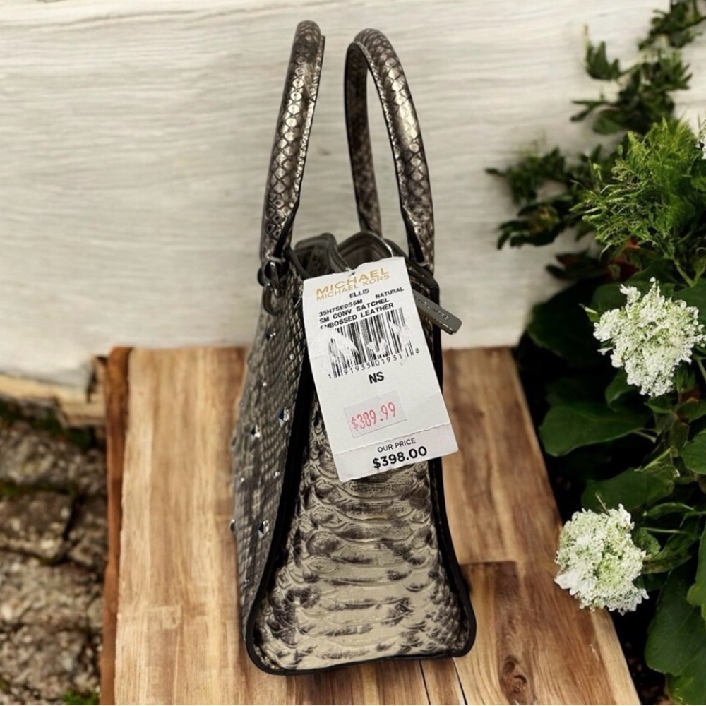 Michael Kors Ellis Studded Python Handbag NWT - image 7